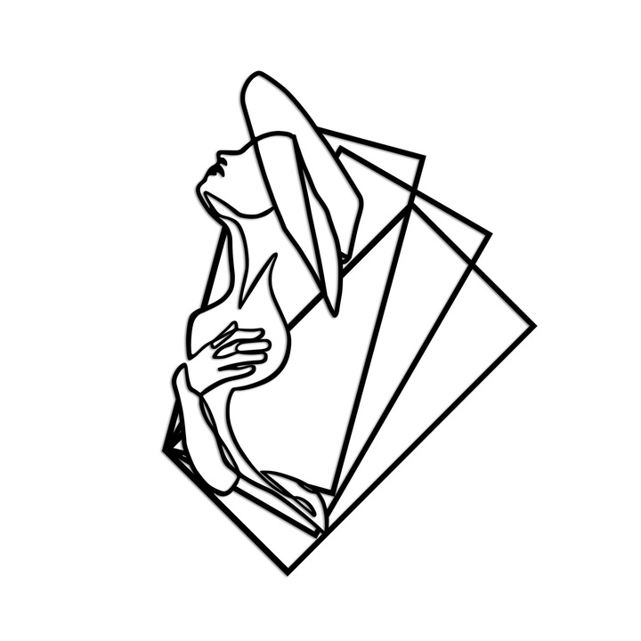 Dekoratív fali kiegészítő, Wallity, fém, fekete