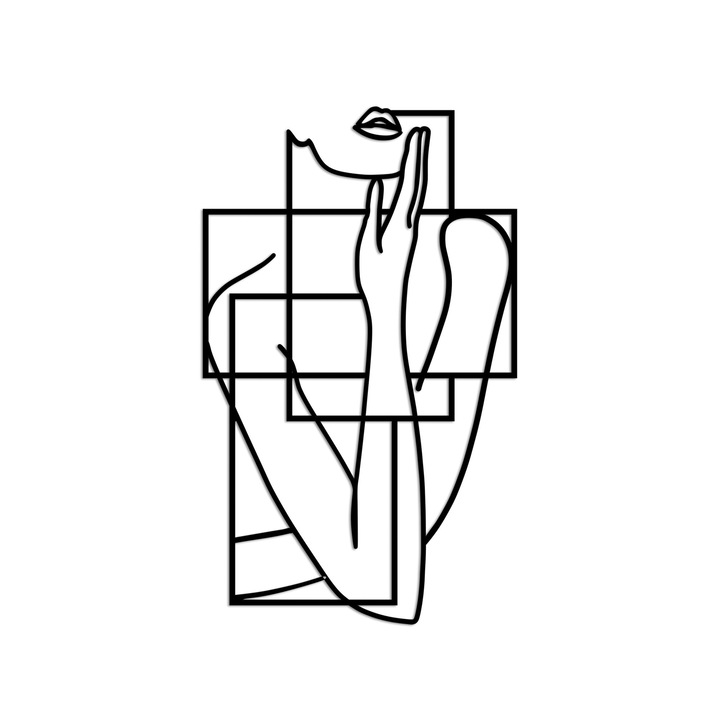 Dekoratív fali kiegészítő, Wallity, fém, fekete