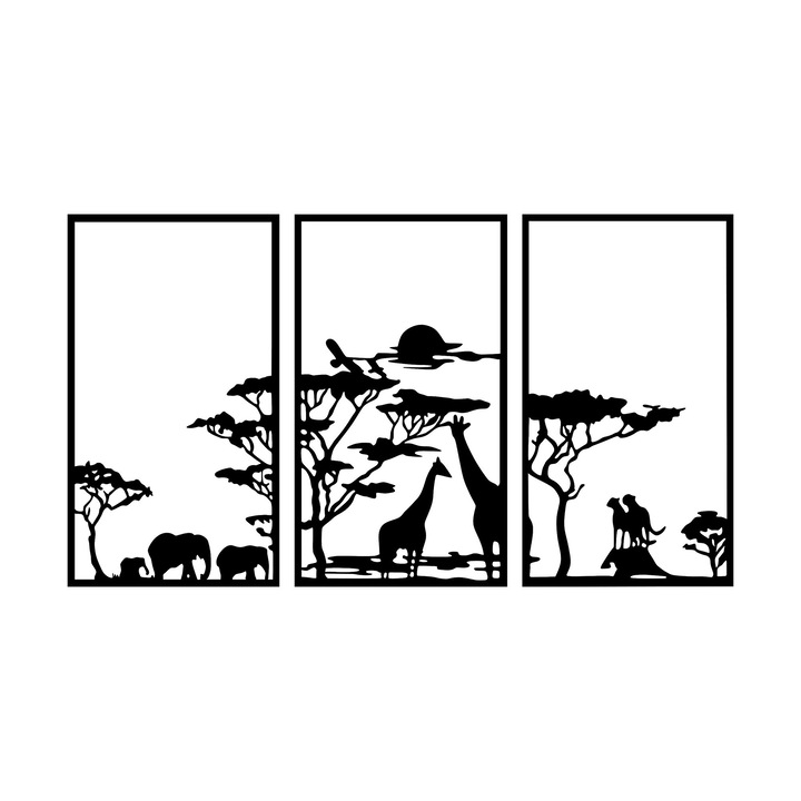 Dekoratív fali kiegészítő, Wallity, fém, fekete