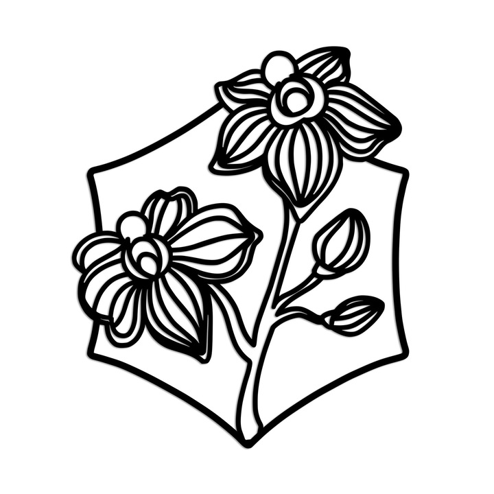 Dekoratív fali kiegészítő, Wallity, fém, fekete