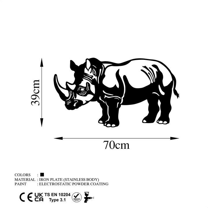 Dekoratív fém fali kiegészítő, Wallity, 70x39cm, 1.5mm, 0.963kg