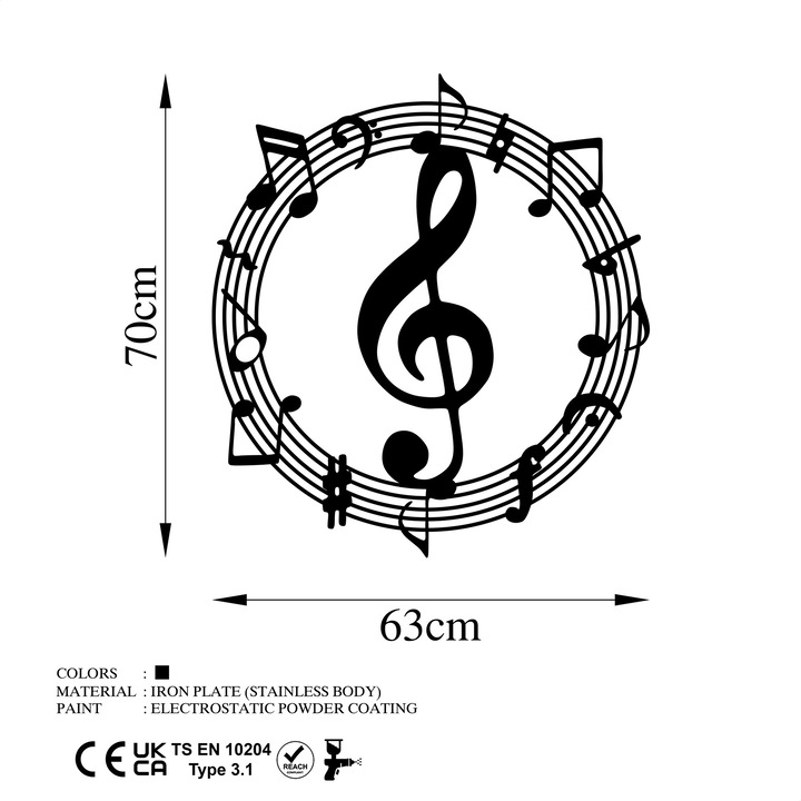 Dekoratív fém fali kiegészítő, Wallity, 63x70cm, 1.5mm, 0.652kg