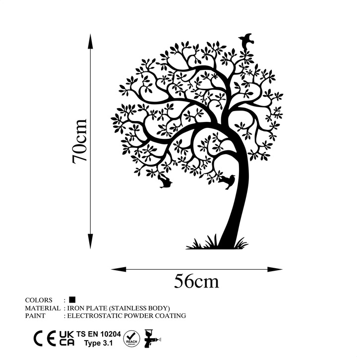 Dekoratív fém fali kiegészítő, Wallity, 56x70cm, 1.5mm, 0.614kg