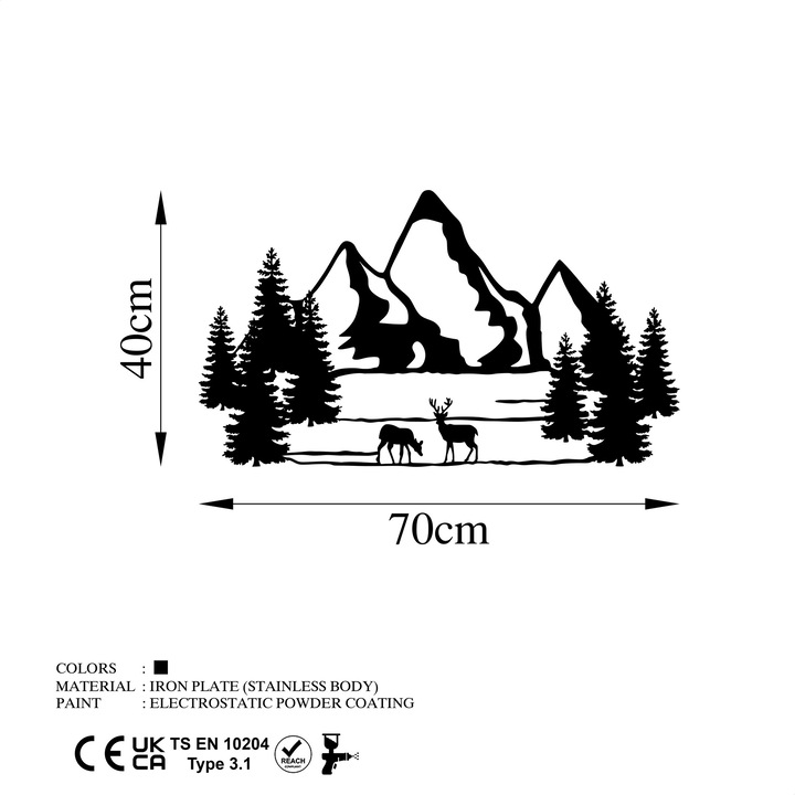 Dekoratív fémfestmény, Wallity, 70x40cm, 1.5mm, 0.856kg