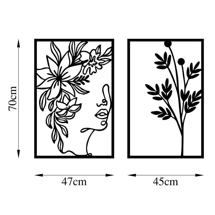 Tablou metalic Wallity 6976, 47x70cm si 45x70cm, argintiu
