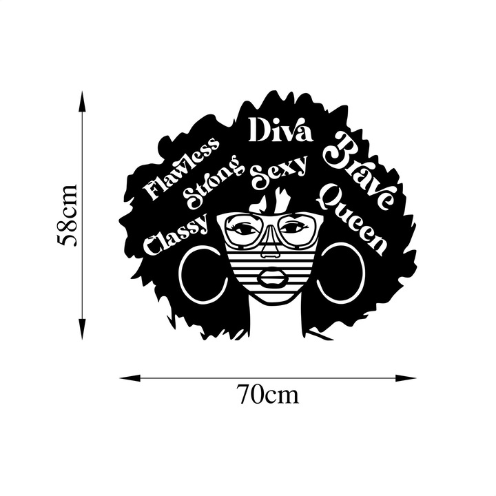 Dekoratív fém fali kiegészítő, Wallity, 70x58cm, vastagság 1,5mm