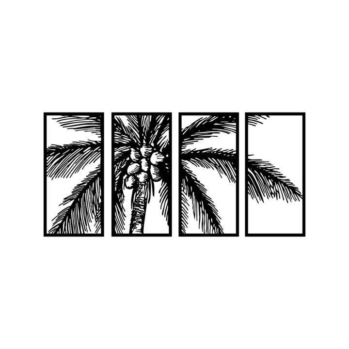 Dekoratív fém fali kiegészítő, Wallity, 34x70cm, 4 darabos szett