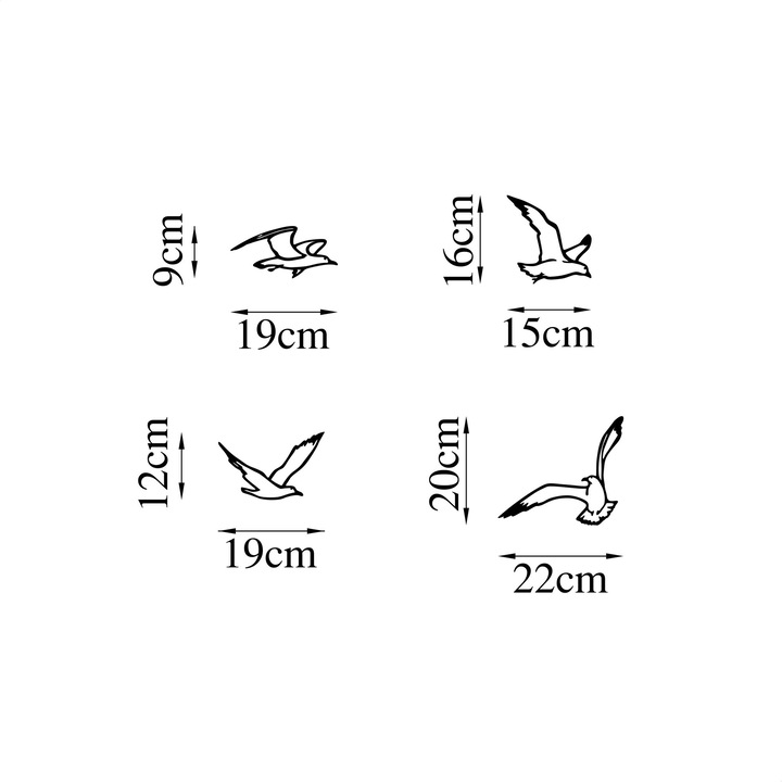 Set accesorii metalice decorative perete Wallity multicolor 19x1.5x9cm 15x1.5x16cm 19x1.5x12cm 22x1.5x20cm