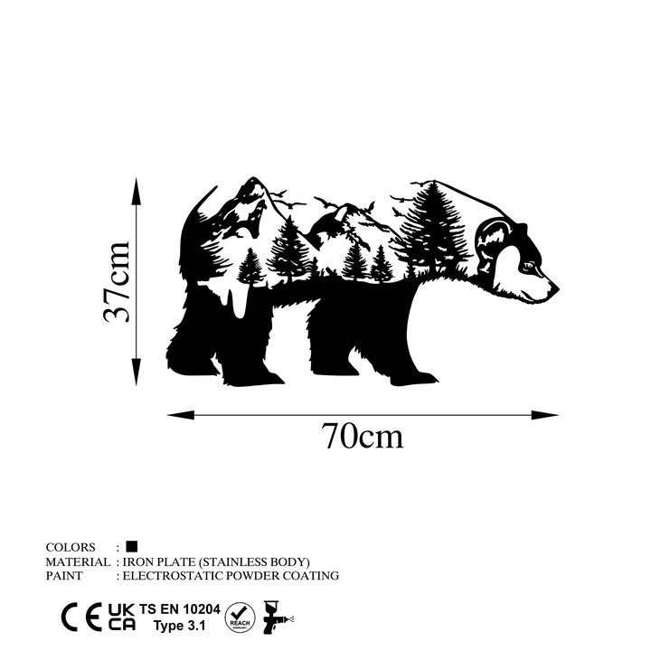 Dekoratív fém fali kiegészítő, Wallity, 70x37cm, 1,5mm vastagság