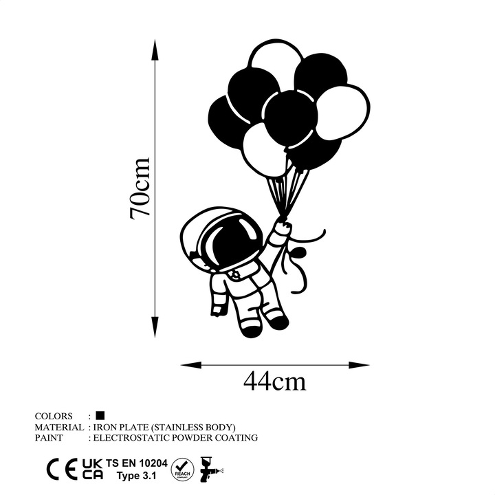 Dekoratív fém fali kiegészítő, Wallity, 44x70cm, 1.5mm, 0.654kg