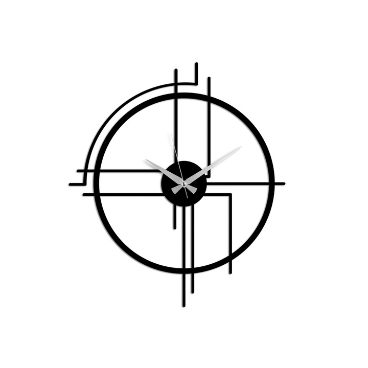 Elegáns fekete dekoratív fém falióra, 49 x 43 cm | 100% fém (1,5 mm), csendes mechanizmus | Tökéletes otthoni és irodai dekorációhoz, könnyen rögzíthető falra