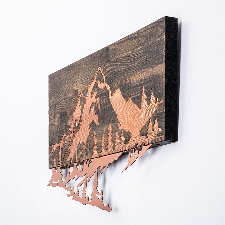 Dekoratív fali kiegészítő, Wallity, fa, barna/arany