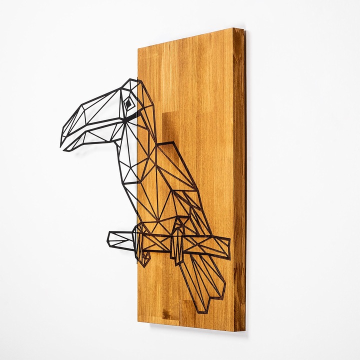 Dekoratív fali kiegészítő, Wallity, fa, barna/fekete, madár