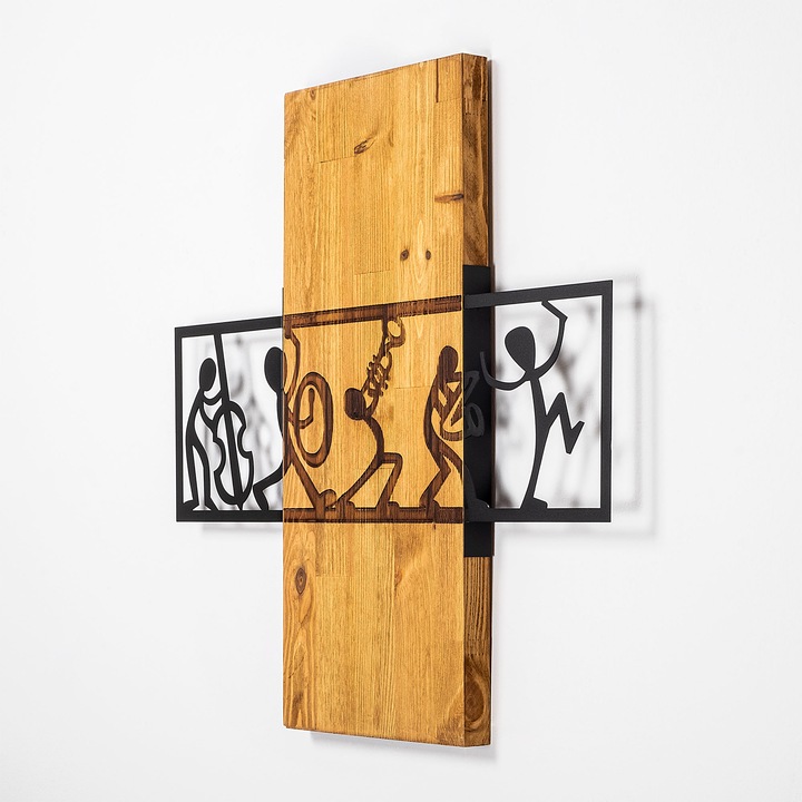 Dekoratív fali kiegészítő, Wallity, fa, barna/fekete