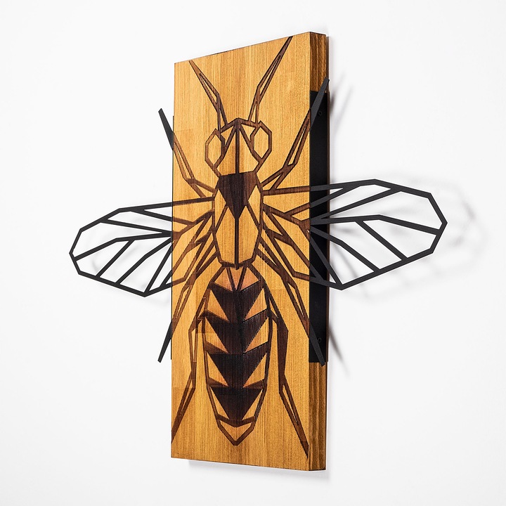 Dekoratív fali kiegészítő, Wallity, fa, barna/fekete, rovarok