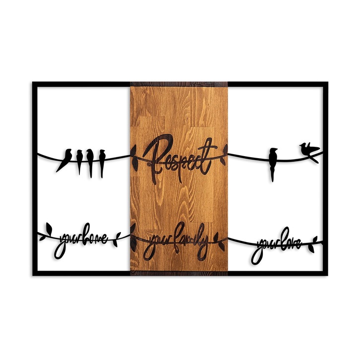 Dekoratív fali kiegészítő, Wallity, fa, barna/fekete