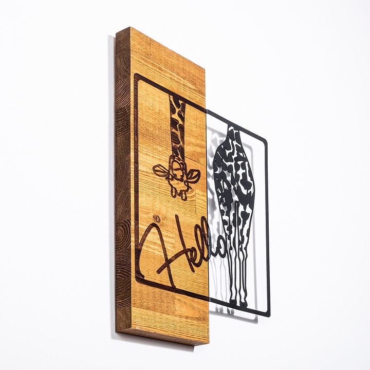 Dekoratív fali kiegészítő, Wallity, fa, barna/fekete