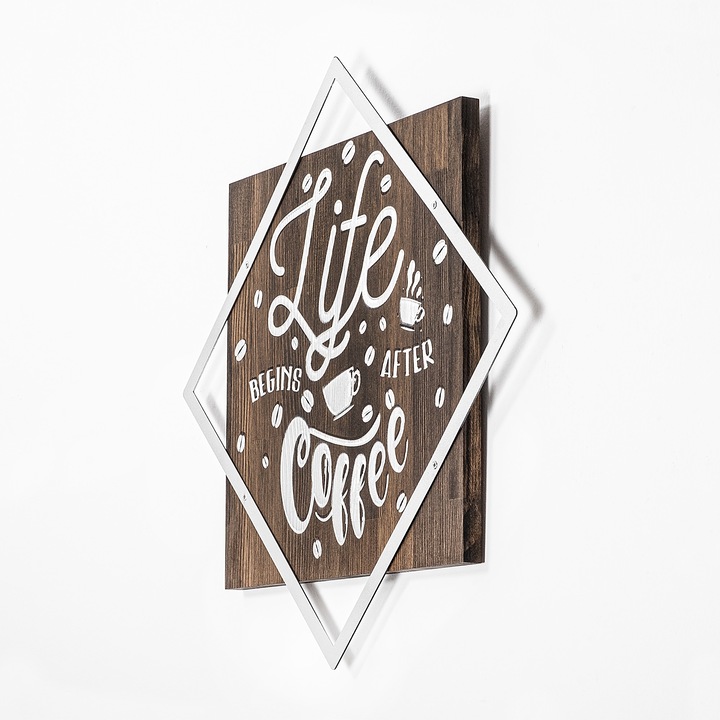 Dekoratív fali kiegészítő, Wallity, fa, barna/fehér