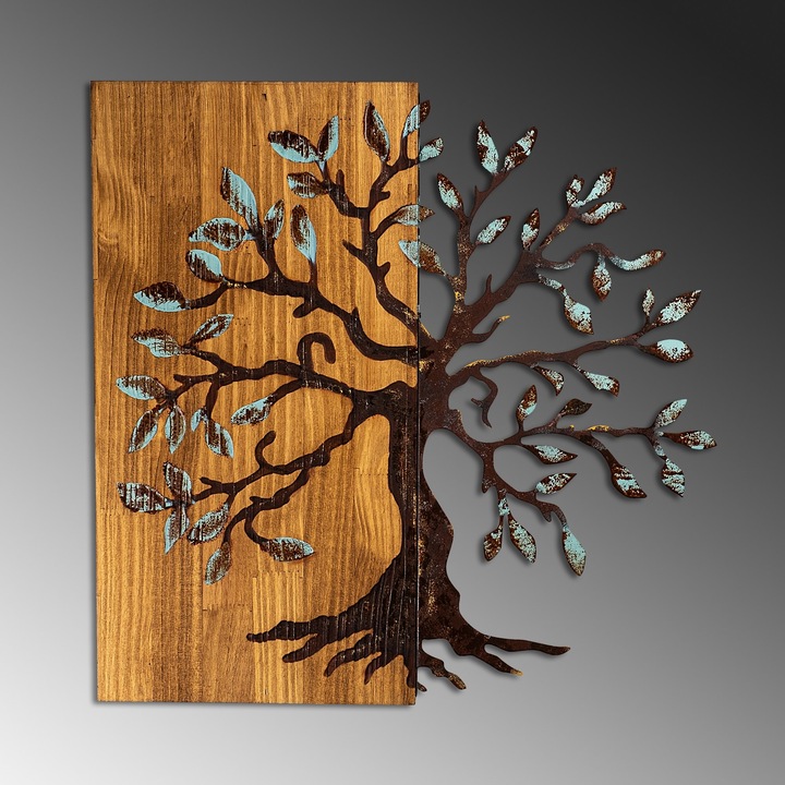 Dekoratív fali kiegészítő, Wallity, fa, barna/fekete, fa