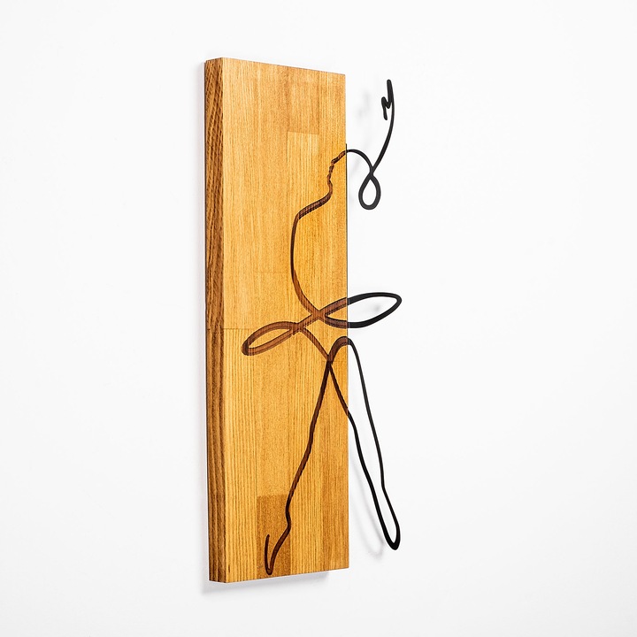 Dekoratív fali kiegészítő, Wallity, fa, barna/fekete, balerina