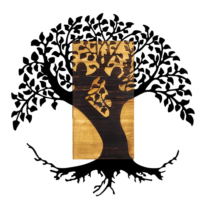 Dekoratív fali kiegészítő, Wallity, fa, barna/fekete, fa