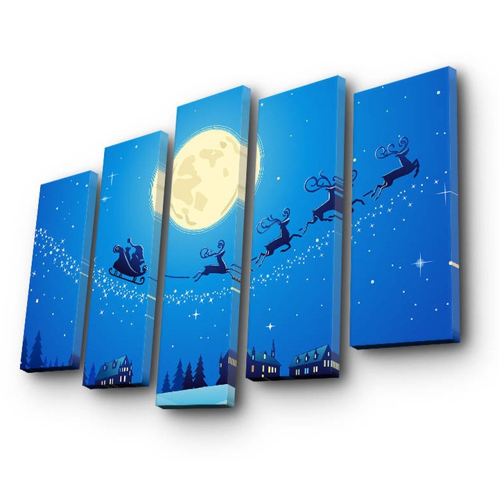 Dekoratív festmény, Wallity, 5 darab, 100% velúr, 105x70cm, fa keretben