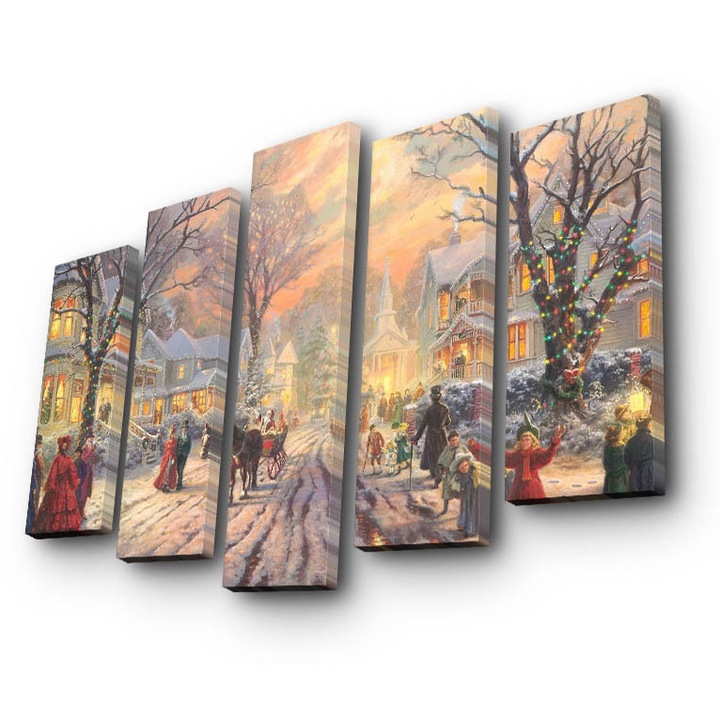 Dekoratív festmény, Wallity, 5 darab, 100% velúr, 105x70cm, fa keretben