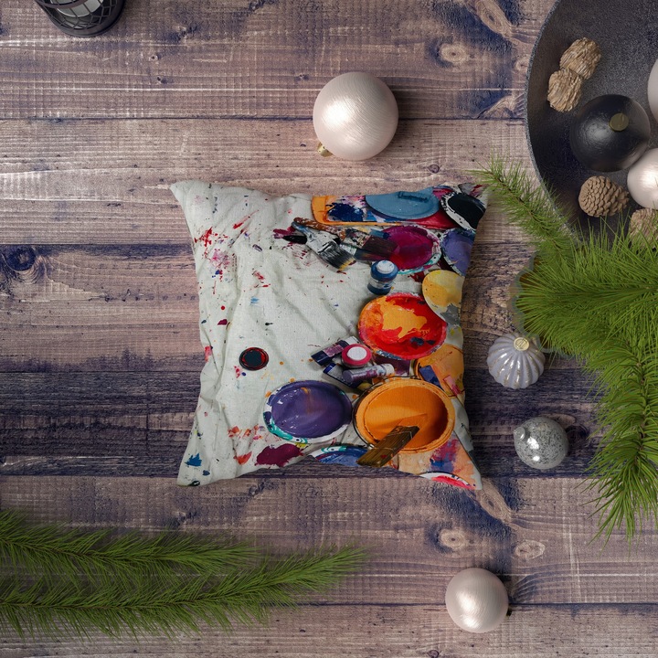 Fata de perna Xmas, imprimeu digital, multicolor, 43x43 cm