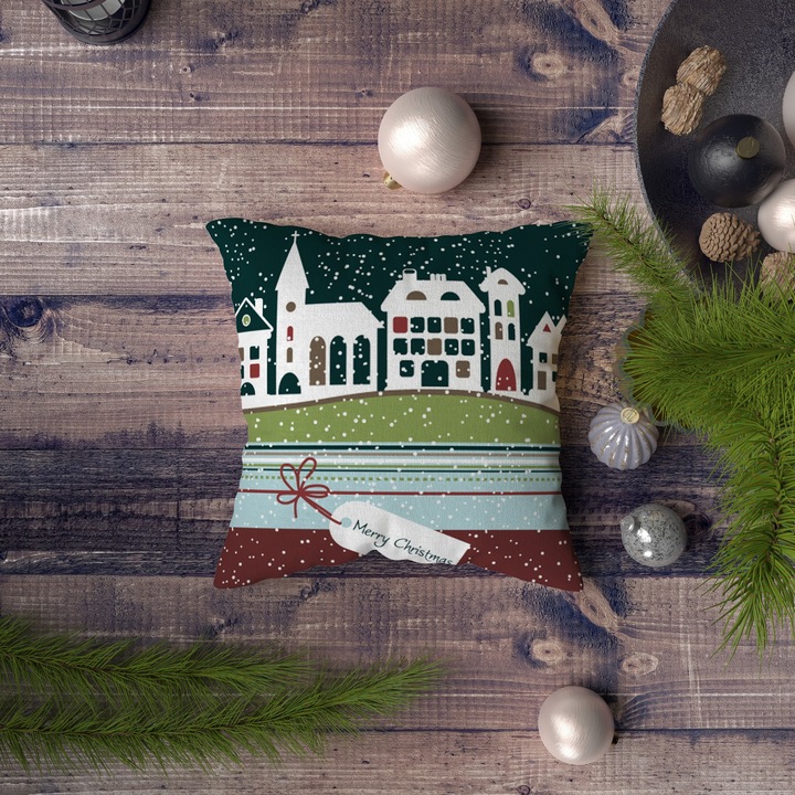 Fata de perna, Xmas, multicolor, 43x43cm, imprimeu digital