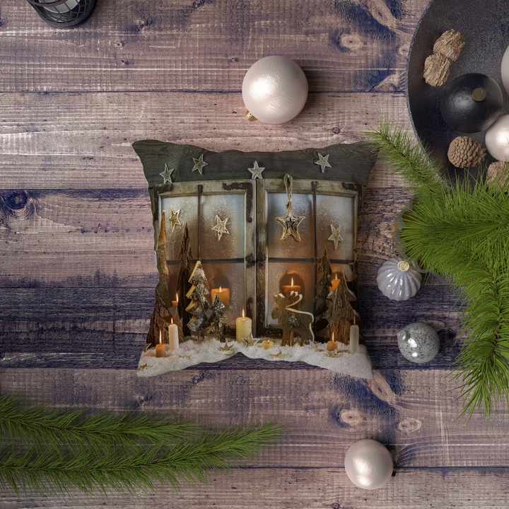 Fata de perna, Xmas, multicolor, 43x43cm, imprimeu digital