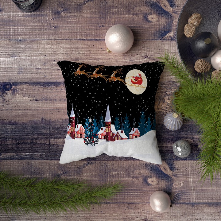 Fata de perna Xmas multicolor 43x43cm bumbac poliester