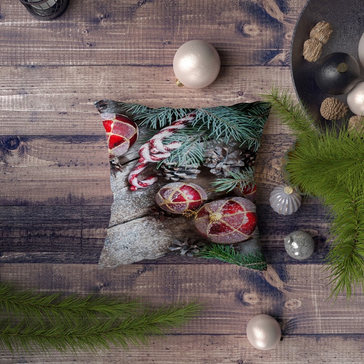 Fata de perna, Xmas, multicolor, 43x43cm, imprimeu digital