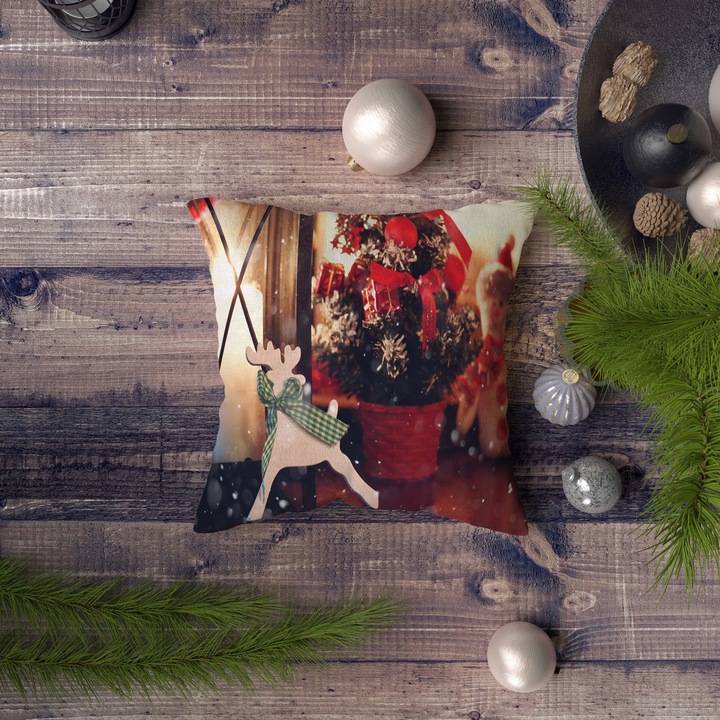 Fata de perna Xmas multicolor 43x43cm bumbac poliester