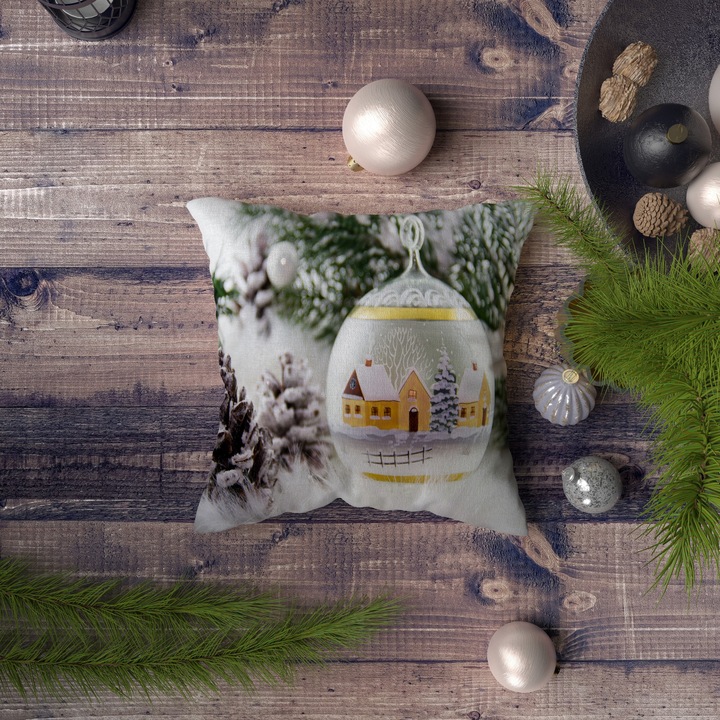 Dekoratív párna, karácsony, többszínű, 43x43cm, szilikon töltet, 400gr