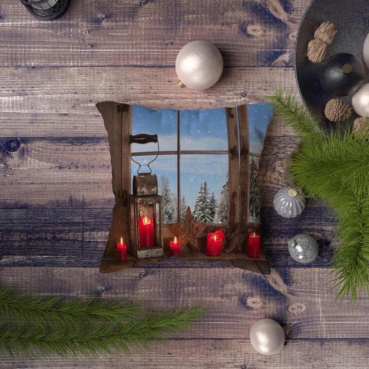 Fata de perna Xmas multicolor 43x43cm bumbac poliester