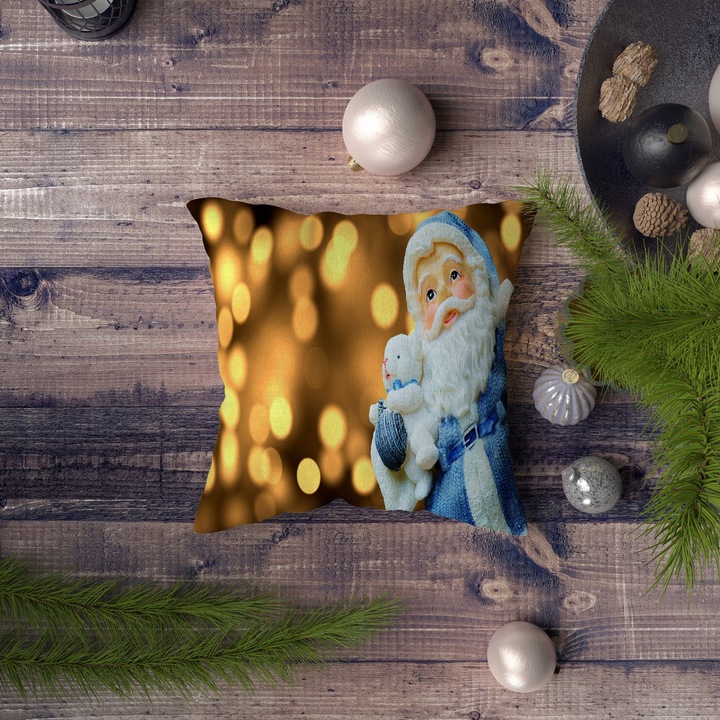 Dekoratív párna, karácsony, többszínű, 43x43cm, szilikon töltet, 400 g