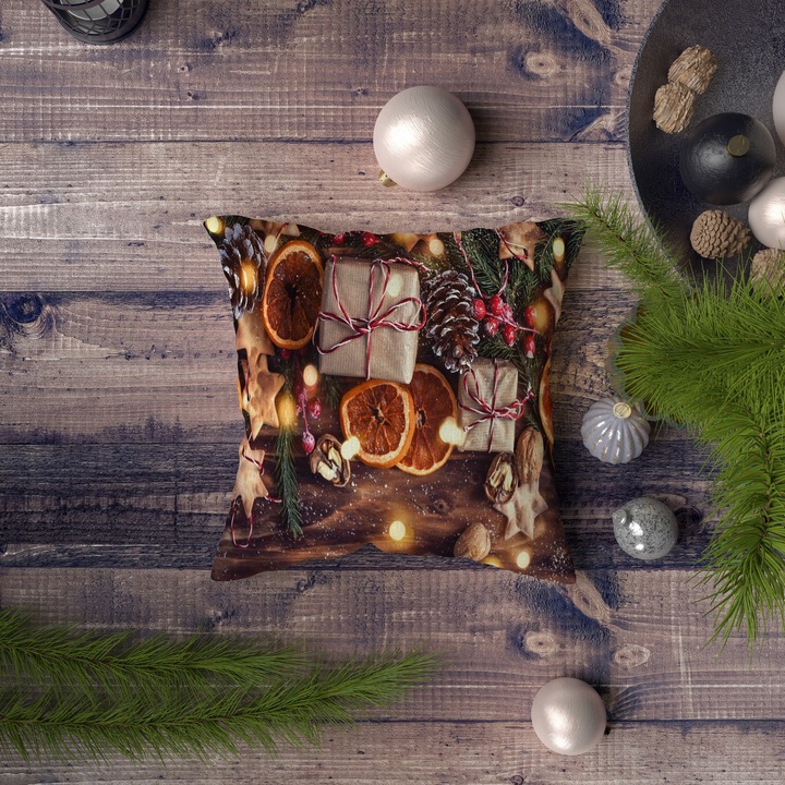 Fata de perna, Xmas, multicolor, 43x43cm, imprimeu digital