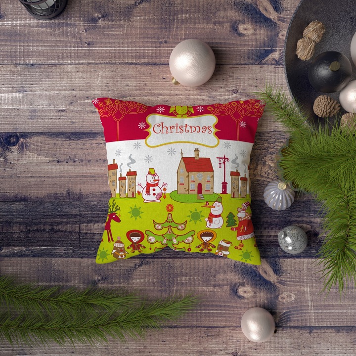 Fata de perna Xmas multicolor 43x43 cm bumbac/poliester