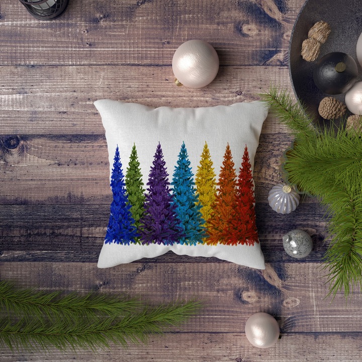 Dekoratív párna, karácsony, többszínű, 43x43cm, szilikon töltet
