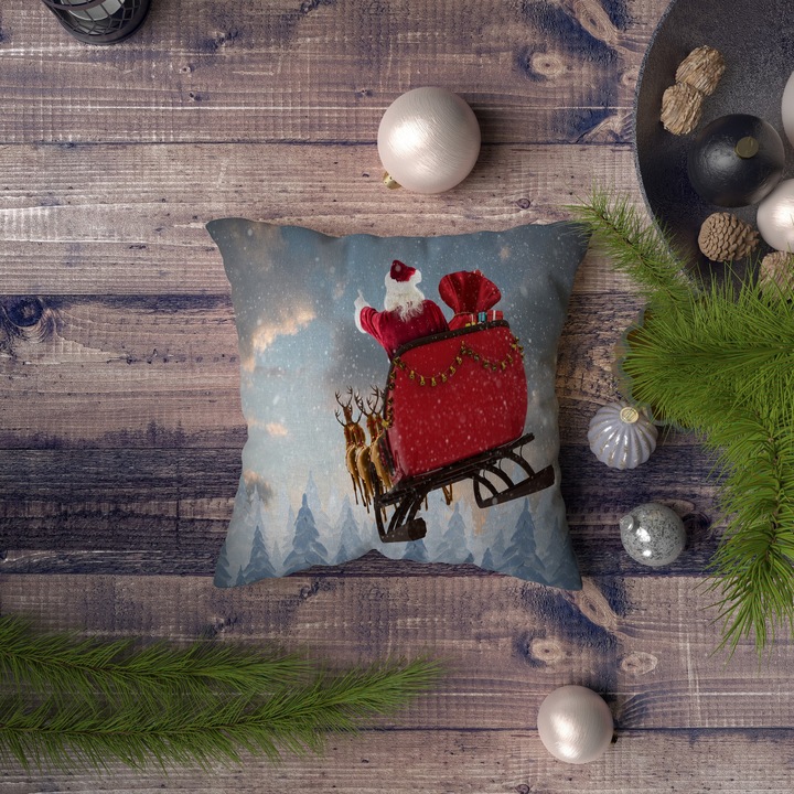 Fata de perna, Xmas, multicolor, 43x43cm, imprimeu digital