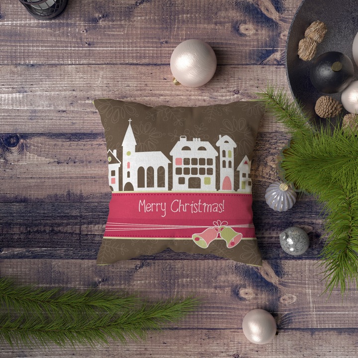 Fata de perna, Xmas, multicolor, 43x43cm, imprimeu digital