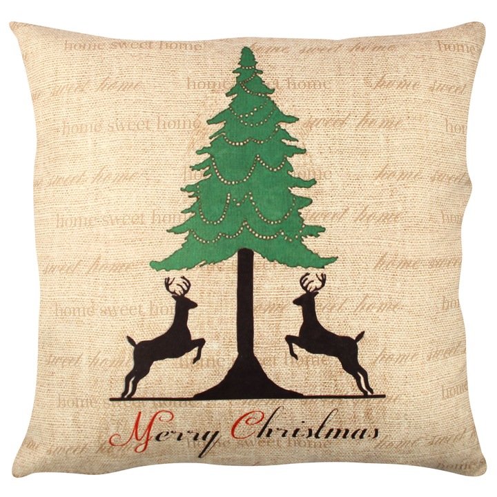 Dekoratív párna, karácsony, többszínű, 43x43cm, szilikon töltet