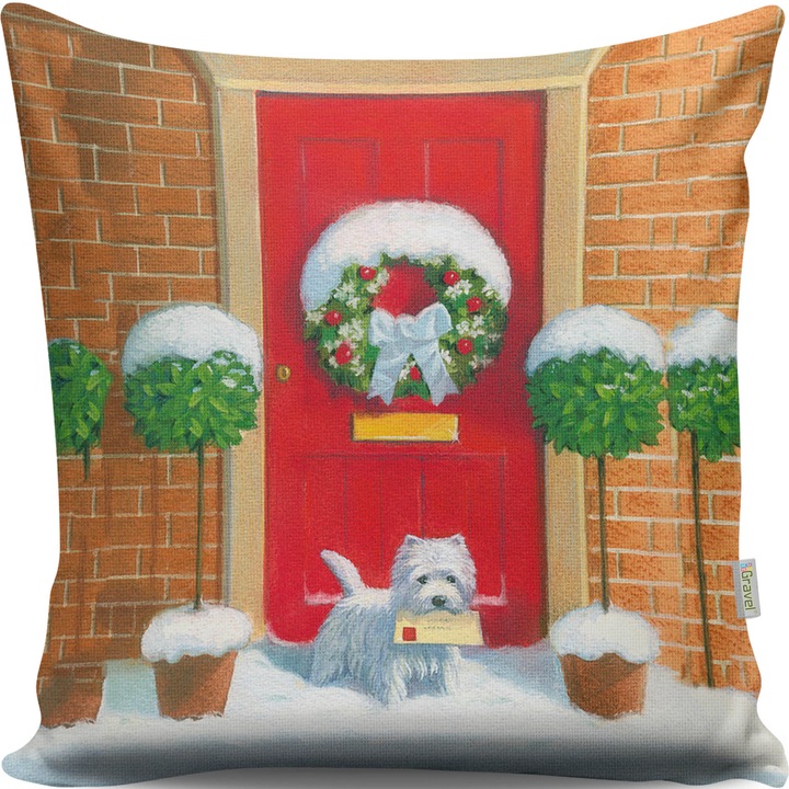 Dekoratív párna, karácsony, többszínű, 43x43cm, szilikon töltet