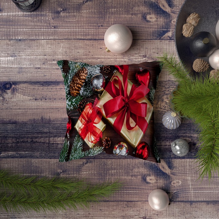 Fata de perna, Xmas, multicolor, 43x43cm, imprimeu digital