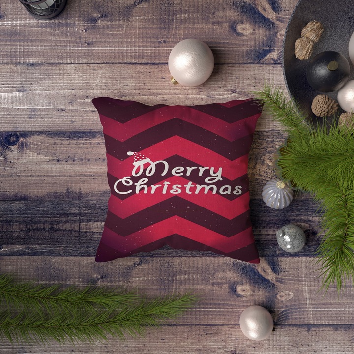 Dekoratív párna, karácsony, többszínű, 43x43cm, szilikon töltet