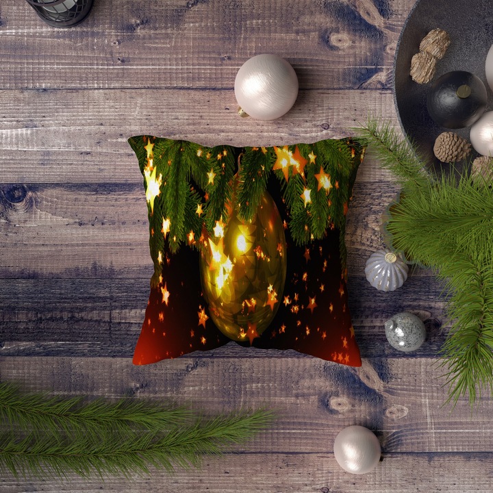 Dekoratív párna, karácsony, többszínű, 43x43cm, szilikon töltet, 400 g