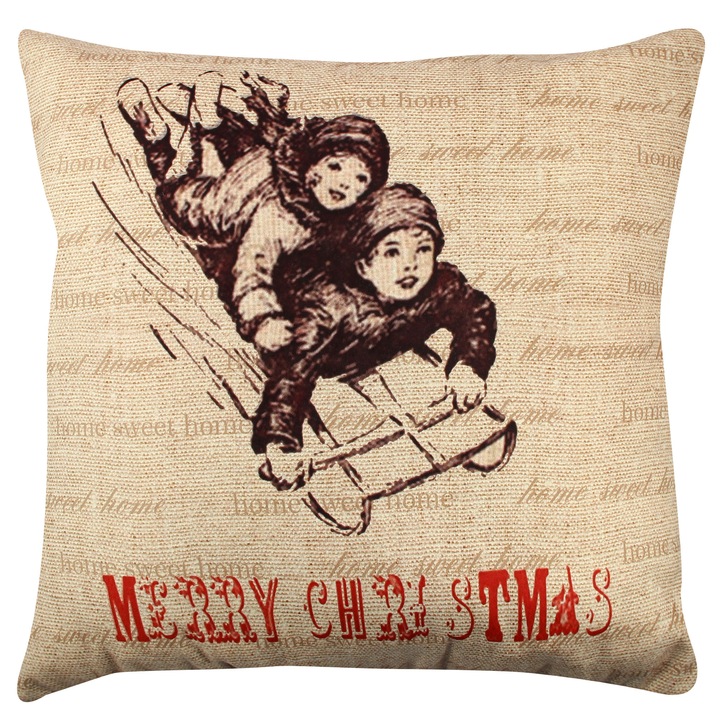 Dekoratív párna, karácsony, többszínű, 43x43cm, szilikon töltet