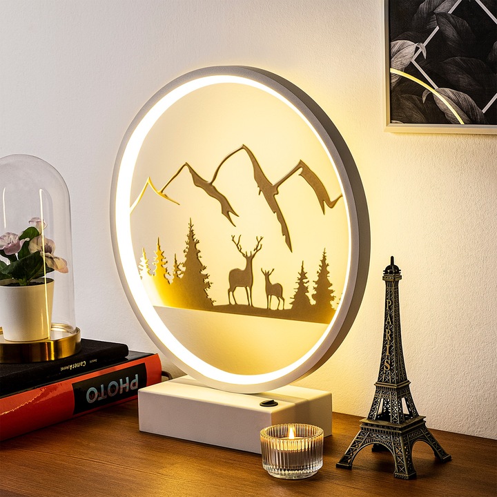 Veioza Xmas, alb-aurie, 30x35cm, cablu 200cm