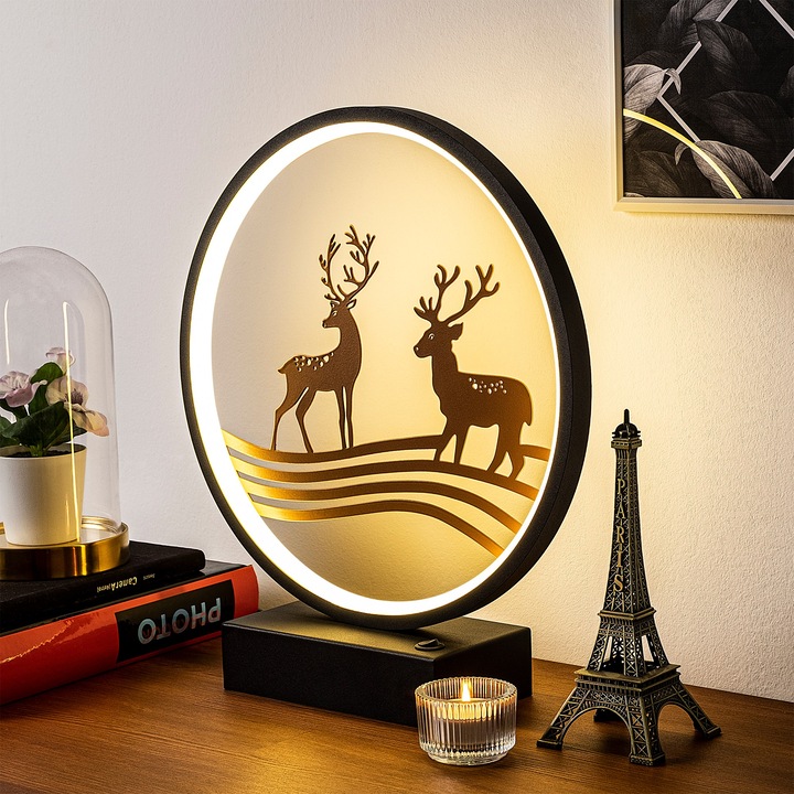 Veioza Xmas, metal, negru/cupru, 30x35x9cm cablu 200cm