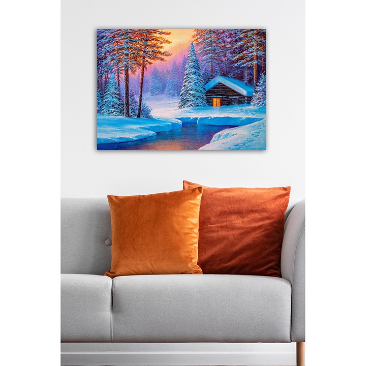 Декоративна картина върху платно, Коледа, многоцветна, 50x70 см